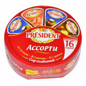 4607037120648 — Сыр плавленый Президент Ассорти 16 долек 280г