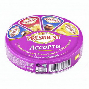 4607037120655 — Сыр плавленый Президент Ассорти-2 8 долек 140г