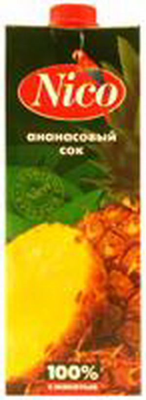 4607042430886 — Сок "Nico" ананасовый с мякотью 100%, 1л