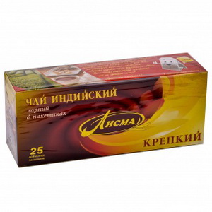 4607051150201 — Чай "ЛИСМА Крепкий" индийский черный, 25 двойных пакетиков 