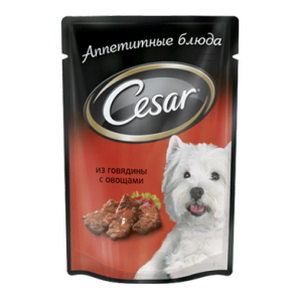 4607065001612 — Корм цезарь говядина с овощами 100 г. пауч