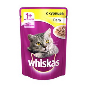 4607065004019 — Консервы для кошек "Whiskas" 1+ Рагу Курица 85г
