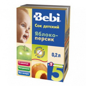 4607067092830 — Сок "Bebi" яблочно-персиковый т/п 200мл (от 5 месяцев)
