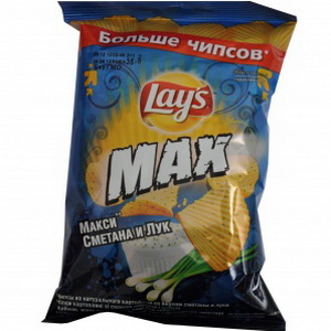 4607069333740 — Чипсы "lay`s max" картофельные натуральные со вкусом сметаны и лука