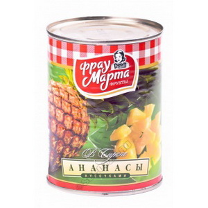 4607080610202 — Продукт консервированный ананасы в сиропе кусочки