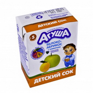 4607096002947 — Сок "Агуша" яблоко-абрикос с мякотью, с 5 месяцев, 200 мл.