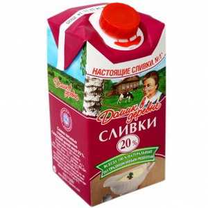 4607096004477 — Сливки питьевые стерилизованные классические "Домик в деревне" 20%.