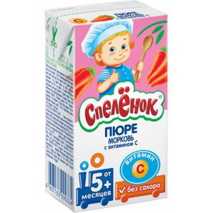 4607163090334 — Пюре для малышей морковное "Спелёнок", 0,125 л. 