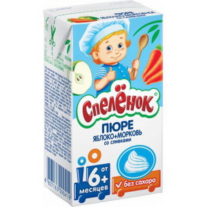 4607163090419 — Пюре "Спеленок" яблоко морковь сливки 0,125 л.