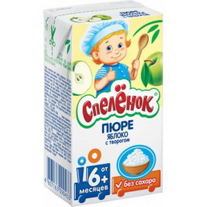 4607163090433 — Пюре для малышей "Спеленок" с яблоком и творогом 0, 125л