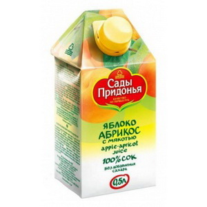 4607163091355 — Сок яблочно-абрикосовый с мякотью "Сады придонья", 0,5л