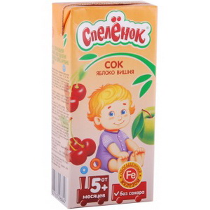 4607163093311 — Сок для детского питания "Спелёнок" Яблочно-вишневый, обогащенный железом, восстановленный, осветленный, без сахара, 0,2л