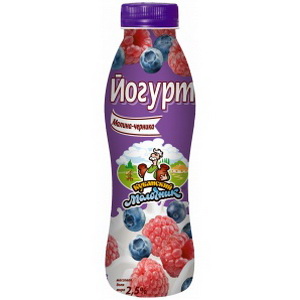 4640009491582 — Йогурт "Кубанский молочник" Малин+черника 2.5% пл/бут 400г