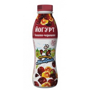 4640009493470 — Йогурт "Кубанский молочник" Вишня+черешня 2.5% пл/бут 400г