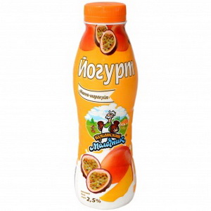 4640009493951 — Йогурт "Кубанский молочник" манго+маракуйя 2.5% пл/бут 400г