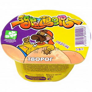 4690228004926 — Творог фруктовый - персик с массовой долей жира 3,6% "Здрайверы", 100г