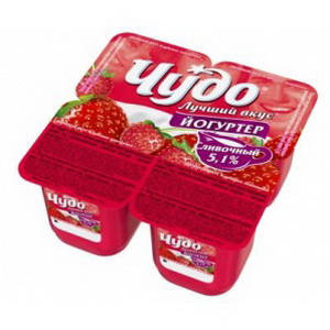 4690228008382 — Йогурт сливочный "Двойной вкус" клубника-земляника, "Чудо" 5,1%, 115 г
