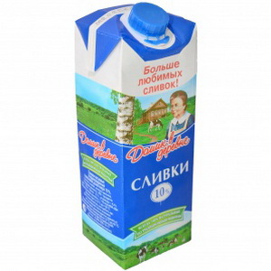 4690228019982 — Сливки Домик в деревне 10% питьев., нежир., стерилиз., 10%, тетрапак (0.750 кг.)