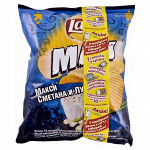 4690388004460 — Чипсы из натурального картофеля Lay`s MAX со вкусом сметаны и лука, 80г
