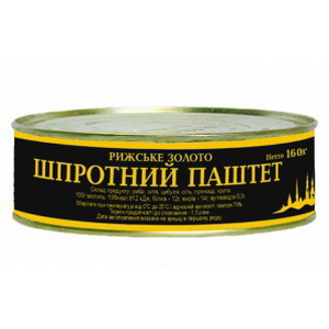 4751001580072 — Паштет "Рижское золото" шпротный ж/б 160г