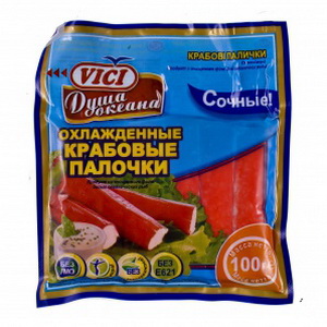 4770190036085 — Крабовые палочки сочные замороженные, имитация VICI 100 г 