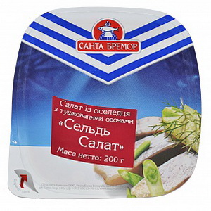 4810168024550 — Салат "Санта-Бремор" Сельдь с тушеными овощами в/у 200г