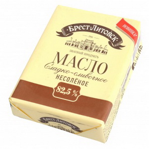 4810268024177 — Масло сладко-сливочное "Брест-Литовск" Несоленое, высший сорт, 82,5%, "Савушкин продукт",180 г