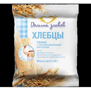 4815105000246 — Хлебцы "Долина злаков" Ржаные с пектиносодержащей клетчаткой 60г