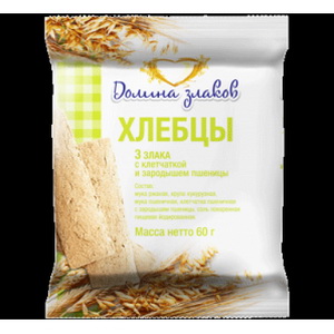 4815105000284 — Хлебцы "Долина злаков" 3 злак с клетчаткой и зародышем пшеницы 60г