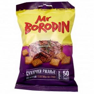 4815105002646 — Сухарики "Mr Borodin" Телятина на гриле ржаные 50г