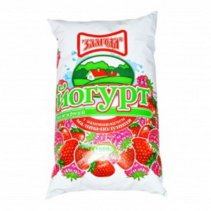 4820005424337 — Йогурт "Злагода" нежирный Малина+клубника п/э 1л