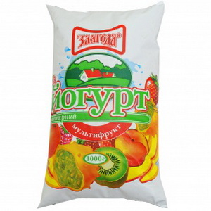 4820005424665 — Йогурт "Злагода" Мультифрукт нежирный п/э 1л