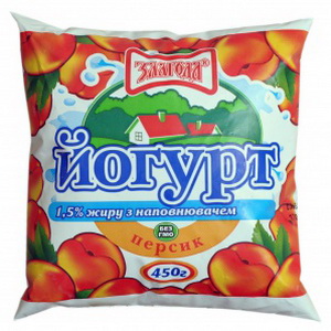 4820005426188 — Йогурт персик 1.5% 0.45 кг злагода