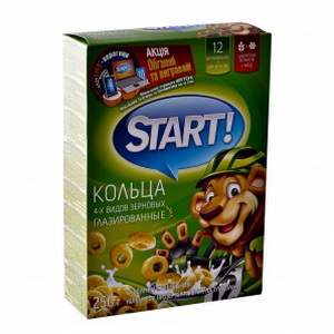 4820008120465 — Start Сніданок Кільця 4 види зернових глазуровані 250г