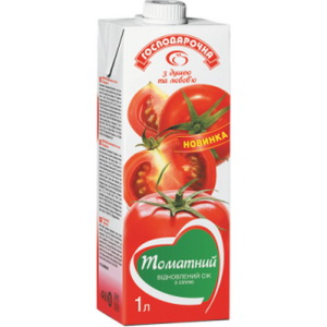 4820024796538 — Сок "Господарочка" Томатный с солью т/п клапан 1л