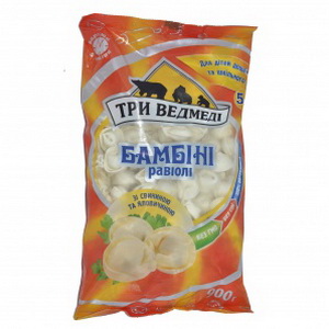 4820039462121 — Равиоли "Три Медведя"  Бамбини Свинина+говядина 900г