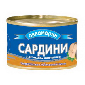 4820041200094 — Сардина "Аквамарин" натуральная с ароматом копченостей с добавлением масла 240г