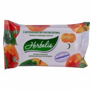 4820066200918 — Влажные салфетки "Herbalis" персик