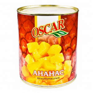 4820072980040 - OSCAR Ананас шматочками  580мл з/б