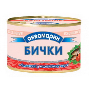 4820080953425 — Бычки "Аквамарин" Эксклюзив обжареные в томатном соусе 240г