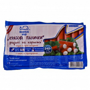 4820088411385 — Крабовые палочки "Водный Мир" Семье на пользу (охлажденные) 240г