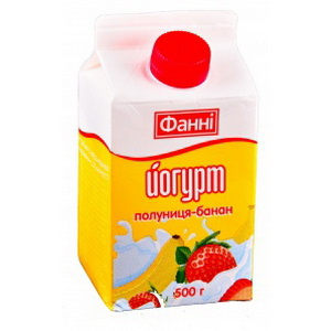 4820096019597 — Йогурт "Фанни" 1.5% с крышкой Клубника+банан 500г