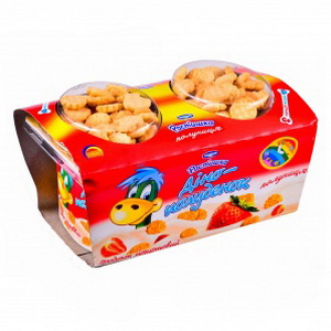 4820109921060 — Йогурт "Danone" Растишка Дино-полдник с печеньем Клубника 2*123г