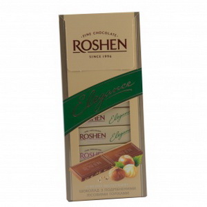 4823005307600 — Молочный шоколад с дроблеными лесными орехами "ROSHEN ELEGANCE", 100 г.