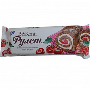 4823012217749 — Рулет "Конти" BisKonti Крем-вишня 200г