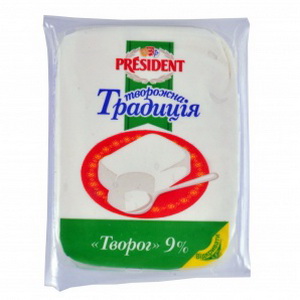 4823065700700 — Творог 9% президент 240 гр творожн.трад.
