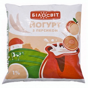 4823065704111 — Йогурт билосвит 1% персик пак.450гр