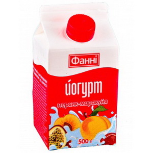 4823065704913 — Йогурт "Фанни" 1% с крышкой Персик+маракуя 500г