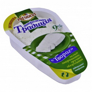 4823065706535 — 0406102000^ Президент сир к/м 250г Творожна Традиція 9%