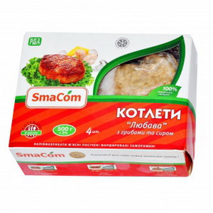 4823071506846 — Котлеты "SmaCom" Любава с грибами и сыром 500г